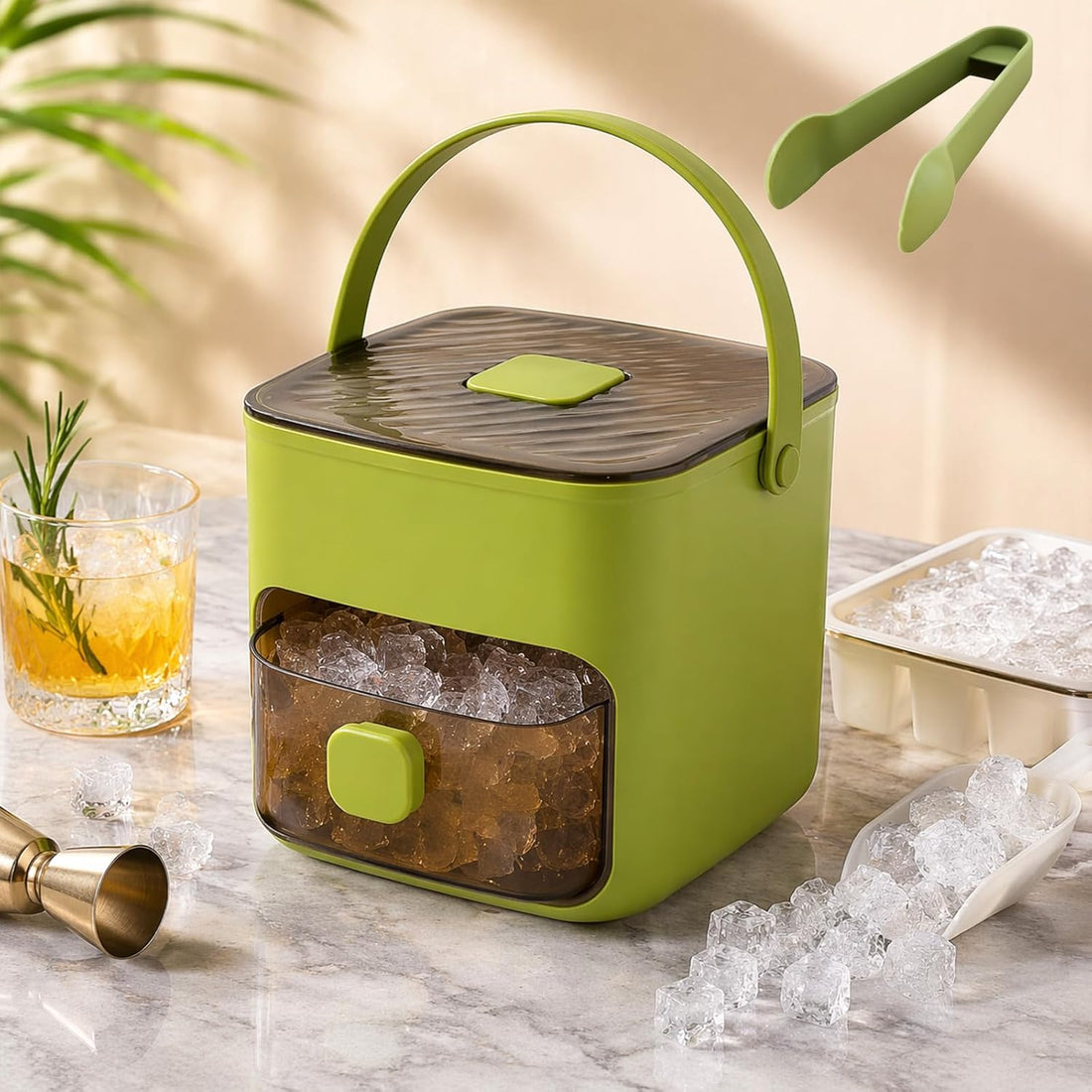 Portable Ice Maker with Lid and Storage Box