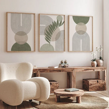 Sage Green Botanical Abstract Boho Geometry Wall Art Canvas Painting Nordic Posters And Prints Wall Pictures Living Room Decor