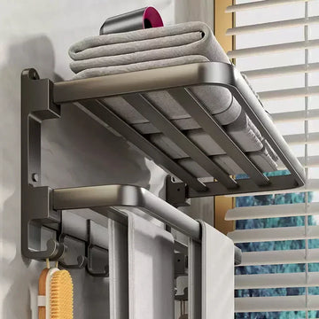 Upgrade And Thicken Grey/Black 40CM-60CM Towel Rack Space Aluminum Toilet Storage Rack Wall Mounted BathTowel Rack