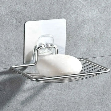 1pc-Stainless steel soap rack, wall mounted soap rack, drainage soap tray, simple soap storage rack in home bathroom