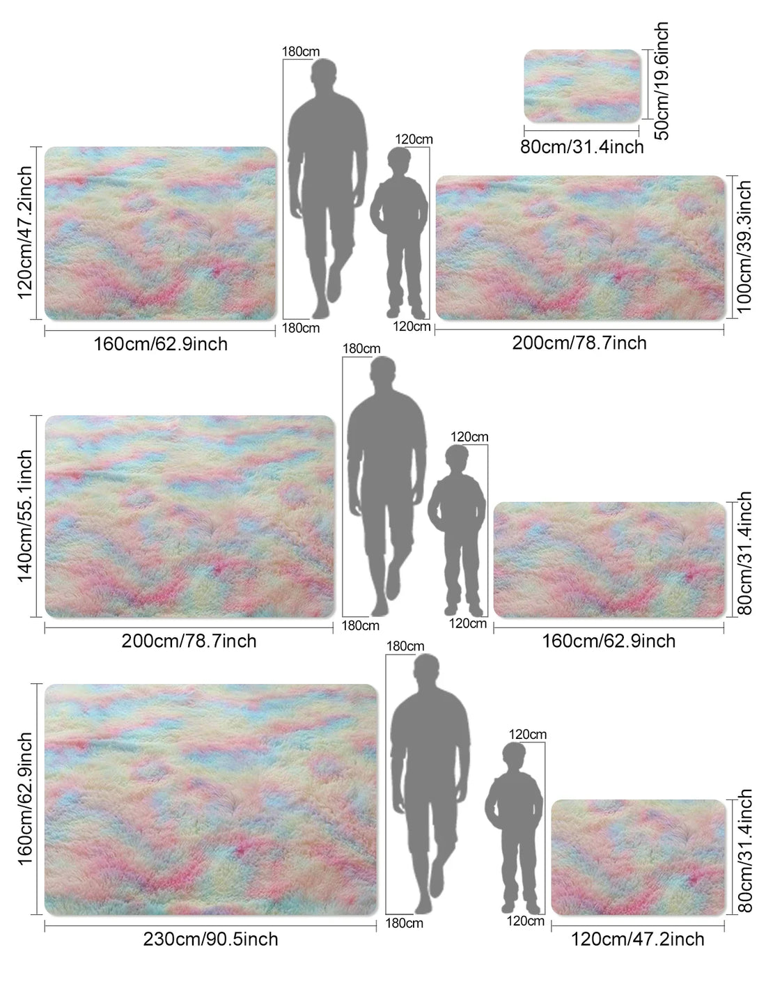 Kids Carpet Girl Rainbow Colors Carpets For Living Room Large Push Soft Bedroom Rugs Bedside Children's Room Floor Cute Mats