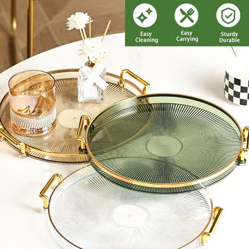 Round Serving Decorative Tray Plastic Serving Tray Kitchen Storages Decor for Party Coffee Table for Living Room Bathroom