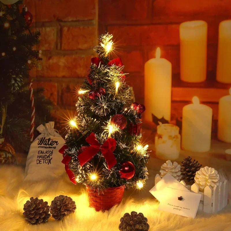 40CM LED Christmas Tree Nightlight LED Light Pine Needle Tree Mini Xmas Tree Christmas Decoration Desktop Ornament New Year Gift